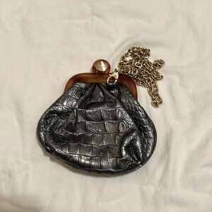 Small grey/silver croc Crosby with chain